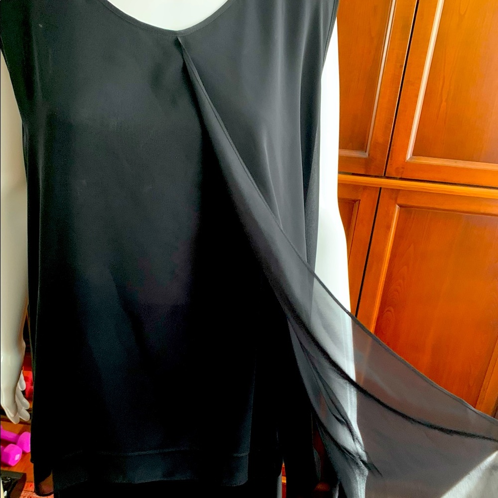 Black Sheer viscose sleeveless summer top tunic coctail wedding style top US L